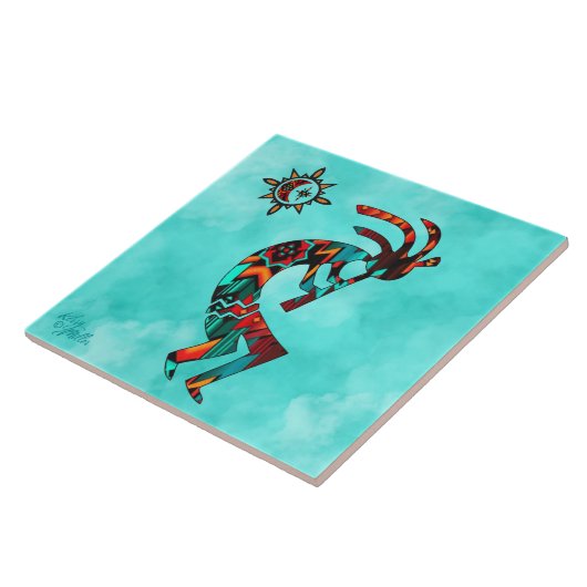 Southwest Kokopelli Ceramic Tile Tegeltje (Zijkant)