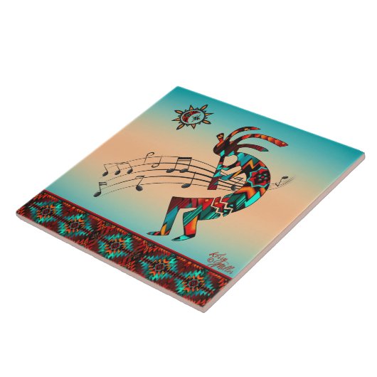Southwest Kokopelli Ceramic Tile Tegeltje (Zijkant)