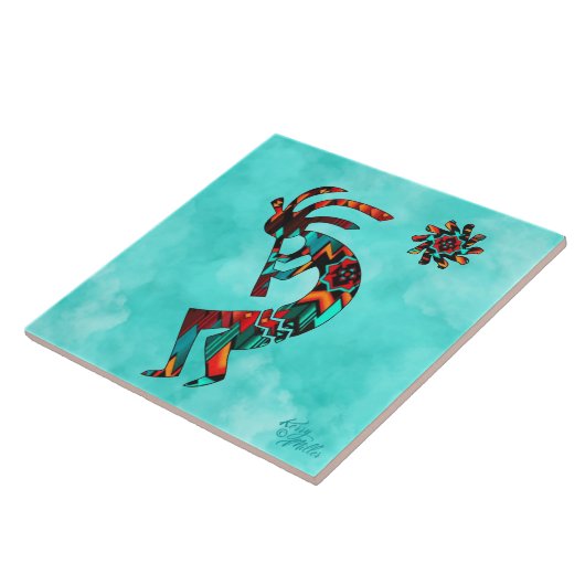 Southwest Kokopelli Ceramic Tile Tegeltje (Zijkant)