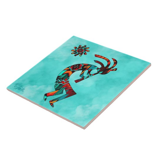 Southwest Kokopelli Ceramic Tile Tegeltje (Zijkant)