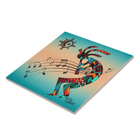 Southwest Kokopelli Ceramic Tile Tegeltje (Zijkant)