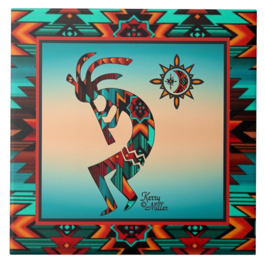 Southwest Kokopelli CERAMIC TILE Tegeltje (Voorkant)