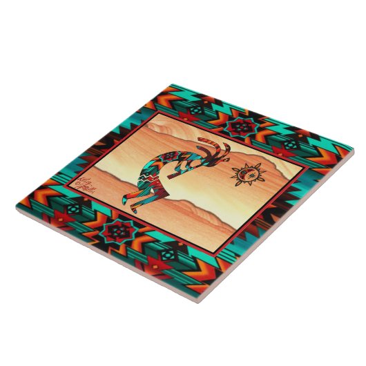 Southwest Kokopelli Ceramic Tile Tegeltje (Zijkant)