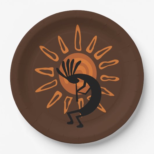 Southwest Kokopelli Desert Sun 9" Papieren Bordje (Voorkant)