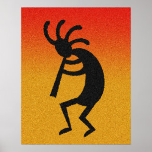 Southwest Kokopelli Desert Sun Wall Art Poster