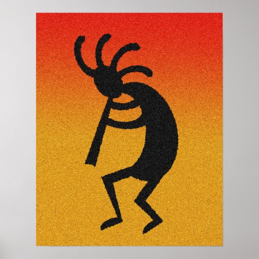 Southwest Kokopelli Desert Sun Wall Art Poster (Voorkant)