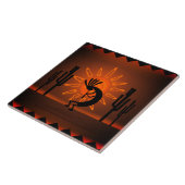 Southwest Kokopelli Desert Sunset Brown 6" Tegeltje (Zijkant)