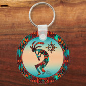 Southwest Kokopelli die Flute Sleutelhanger speelt (Voorkant)