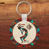 Southwest Kokopelli die Flute Sleutelhanger speelt (Voorkant)