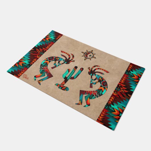Southwest Kokopelli en Cactus Doormat Deurmat (Schuin)