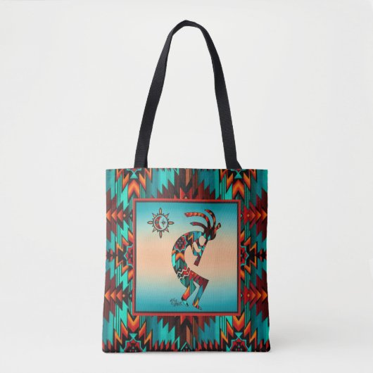 Southwest Kokopelli en Sun Canvas tas (Voorkant)