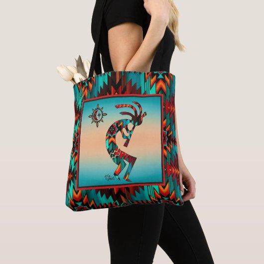 Southwest Kokopelli en Sun Canvas tas (Dichtbij)