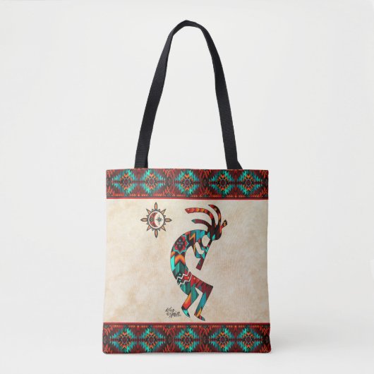 Southwest Kokopelli en Sun Canvas tas (Voorkant)