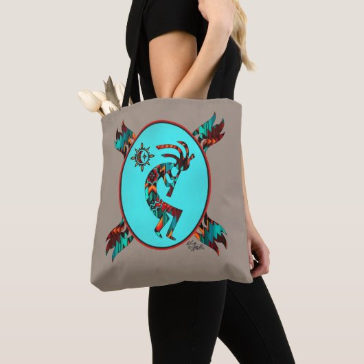 Southwest Kokopelli en Sun Canvas tas (Dichtbij)