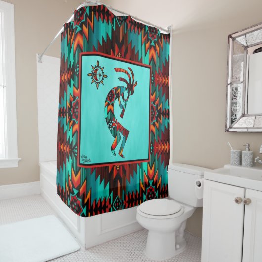 Southwest Kokopelli en Sun Shower Curtain Douchegordijn (In situ)