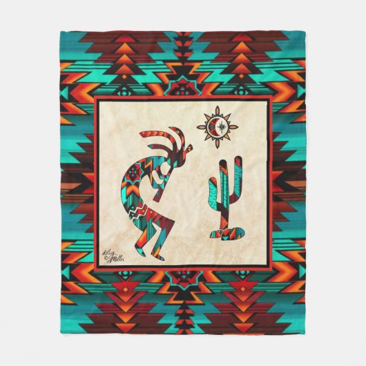 Southwest Kokopelli Fleece Blanket (Voorkant)