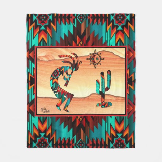 Southwest Kokopelli Fleece Blanket (Voorkant)