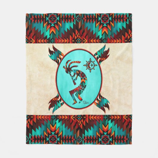 Southwest Kokopelli Fleece Blanket (Voorkant)