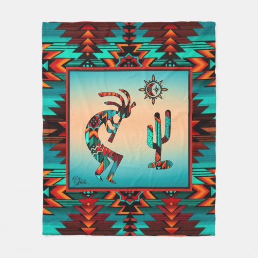 Southwest Kokopelli Fleece Blanket (Voorkant)