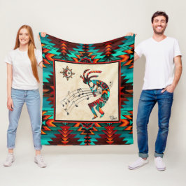 Southwest Kokopelli Fleece Blanket Deken