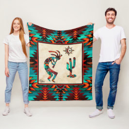 Southwest Kokopelli Fleece Blanket Deken