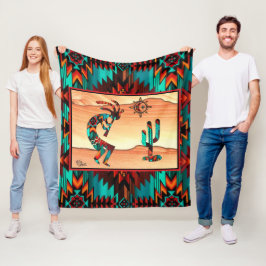 Southwest Kokopelli Fleece Blanket Deken