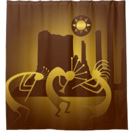 Southwest Kokopelli in Bronze en Gold Douchegordijn