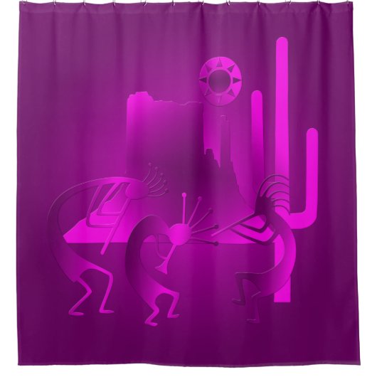 Southwest Kokopelli in Paars Douchegordijn (Voorkant)