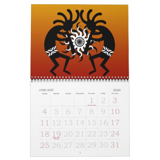 Southwest Kokopelli Kalender (Jan 2026)