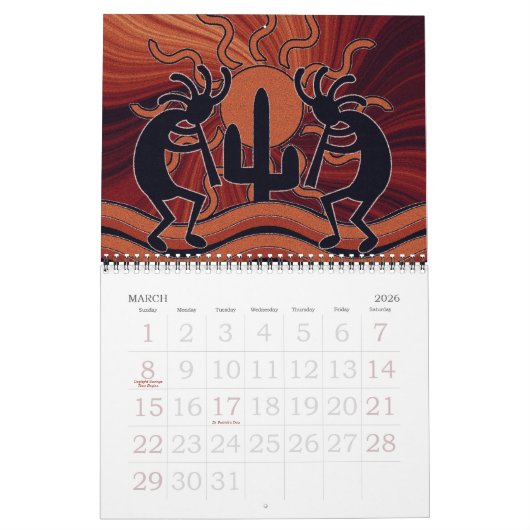 Southwest Kokopelli Kalender (Mar 2026)