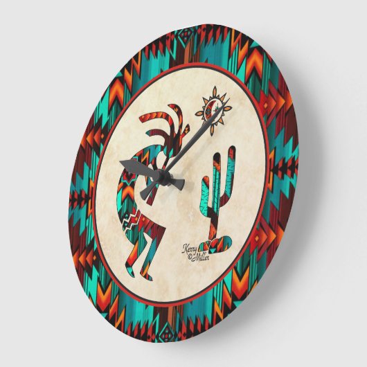 Southwest Kokopelli Large Clock Grote Klok (Hoek)
