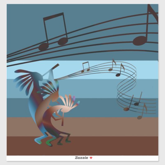 Southwest Kokopelli Music 14" Sticker (Vel)