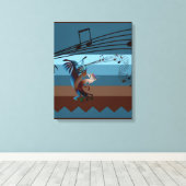 Southwest Kokopelli Music 20s Wrapped Canvas Print (Insitu (Houten vloer))