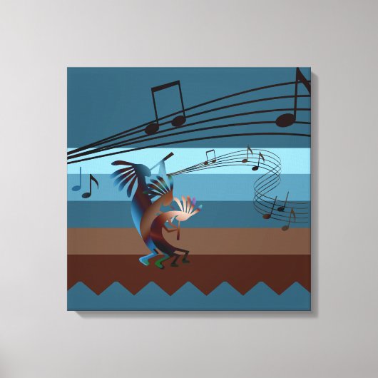 Southwest Kokopelli Music 20s Wrapped Canvas Print (Voorkant)
