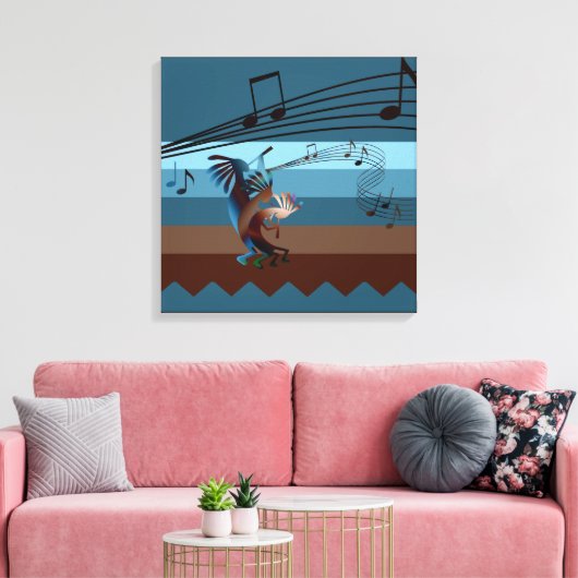 Southwest Kokopelli Music 20s Wrapped Canvas Print (Insitu (Woonkamer))