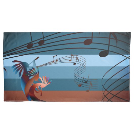 Southwest Kokopelli Music 2 King Size Kussenslopen (Voorkant-Links)