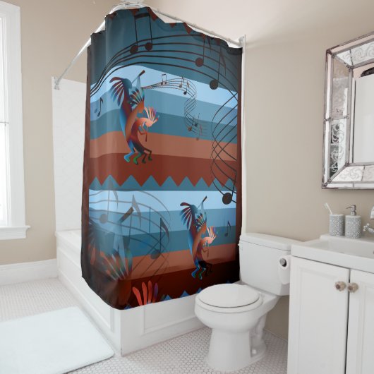 Southwest Kokopelli Music 2 Shower Curtain Douchegordijn (In situ)