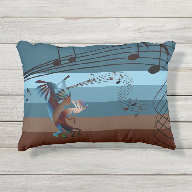 Southwest Kokopelli Music Outdoor Accent Pillow Buitenkussen (Voorkant)