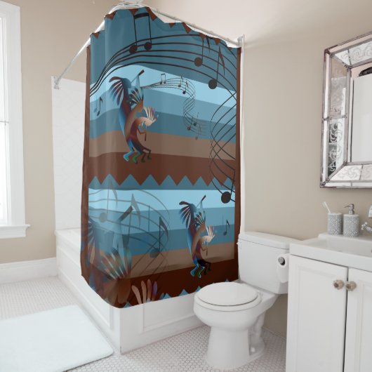 Southwest Kokopelli Music Shower Curtain Douchegordijn (In situ)