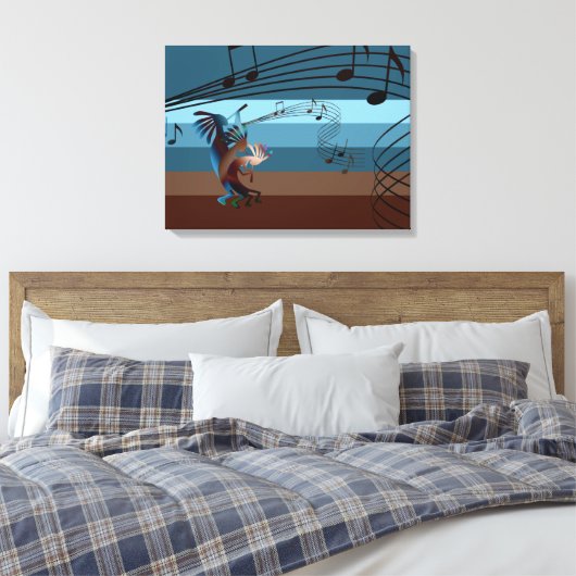 Southwest Kokopelli Music Wrapped Canvas (Insitu (Slaapkamer))