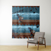 Southwest Kokopelli Music XL Tapestry Wandkleed (In situ)