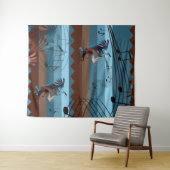 Southwest Kokopelli Music XL Tapestry Wandkleed (In Situ (horizontaal))