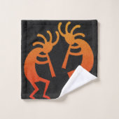 Southwest Kokopelli Pattern Oranje en Black Bad Handdoek (Wasdoekje)
