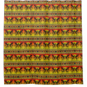 Southwest Kokopelli Pattern Yellow and Red Douchegordijn (Voorkant)