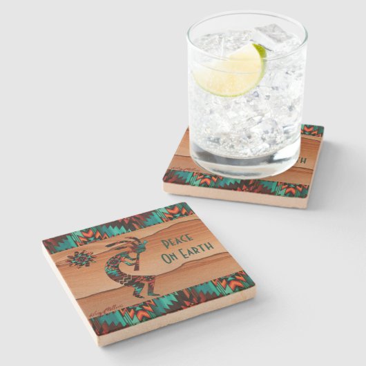 Southwest Kokopelli speelt de flank Stenen Onderzetter (Zijkant)