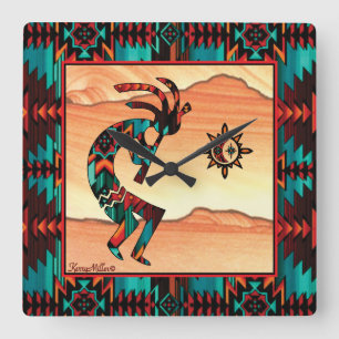Southwest Kokopelli Square Clock Vierkante Klok