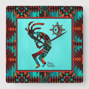 Southwest Kokopelli Square Wall Clock Vierkante Klok