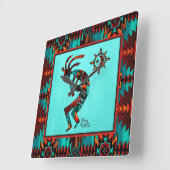 Southwest Kokopelli Square Wall Clock Vierkante Klok (Hoek)