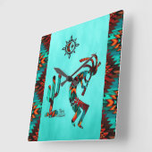 Southwest Kokopelli Square Wall Clock Vierkante Klok (Hoek)