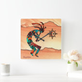 Southwest Kokopelli Square Wall Clock Vierkante Klok (Huis)